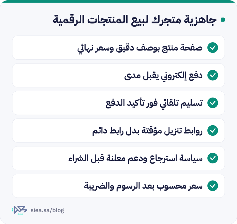 قائمة تحقق من ست نقاط لتجهيز متجر يبيع المنتجات الرقمية
