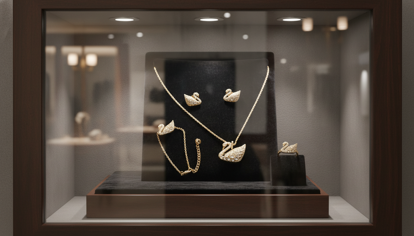 طقم البجعة الملكية الذهبي المرصع بالزركون