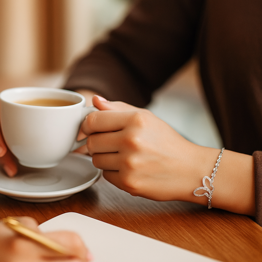 اسوارة فضي فراشة