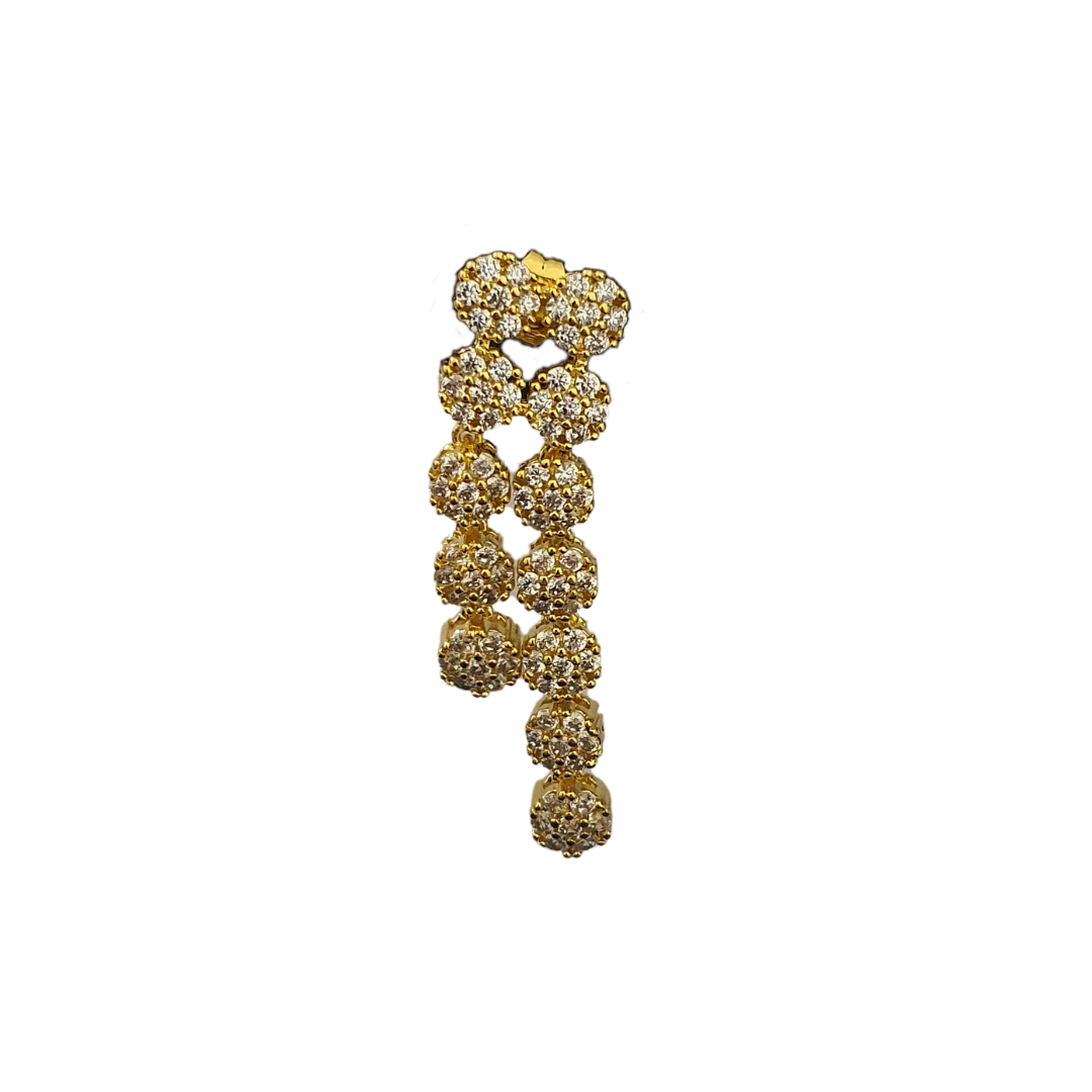 💎 طقم زفاف زركون ذهبي فاخر 4 قطع – ترصيع بافيه كثيف (Pave Setting) – عقد ملكي وأقراط وسوار