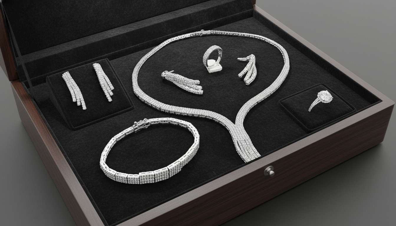 طقم الأناقة المتكامل مرصع بالألماس اللامع (أو الكريستال الفاخر)