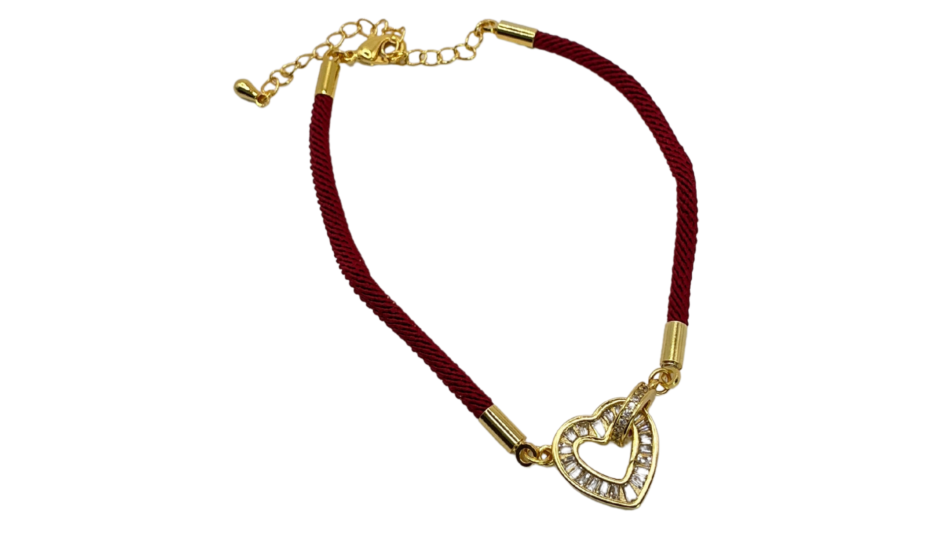 إسواره لون ذهبي مع شريط ناعم أحمر