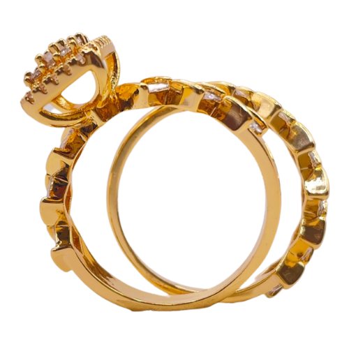 خاتم مميز مرصع زركون ذهبي وفضي