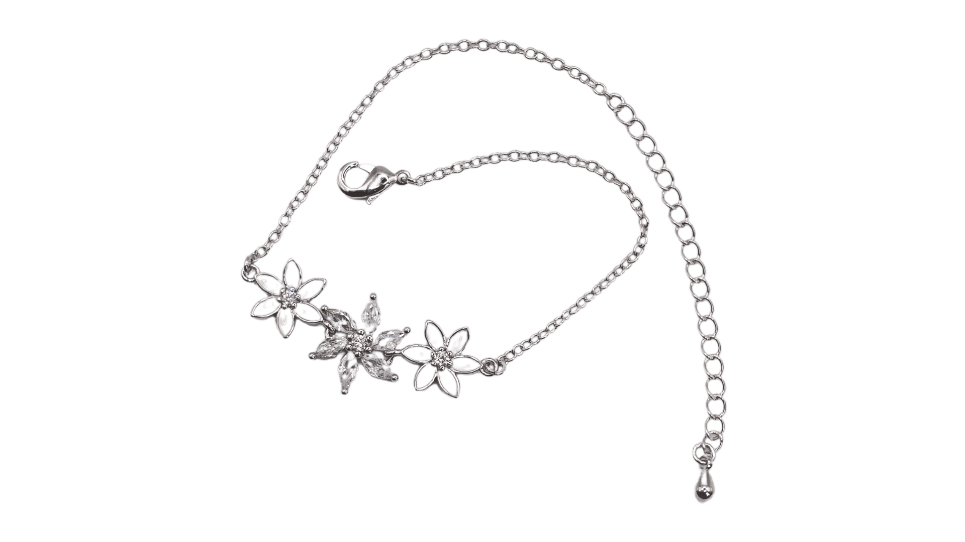 سوار الزهور الكريستالية الناعمة فضي