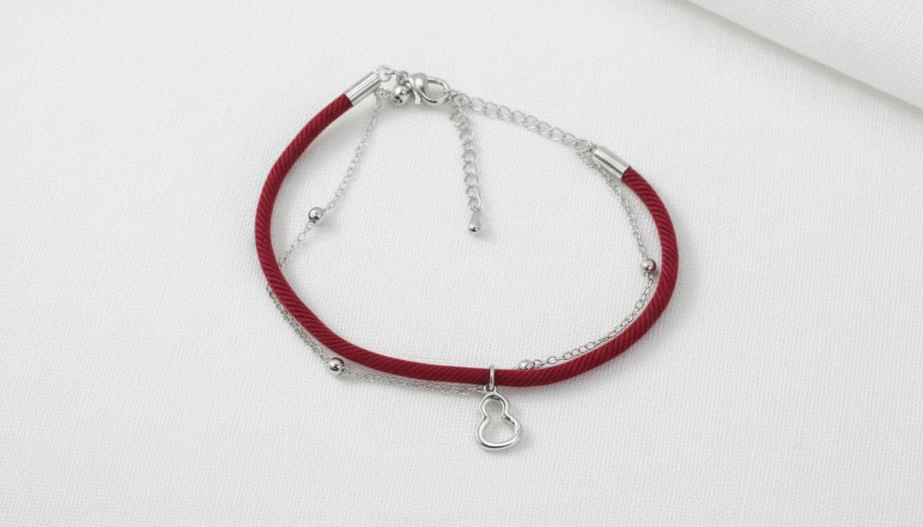 اسوارة خيط أحمر بلمسة فضية