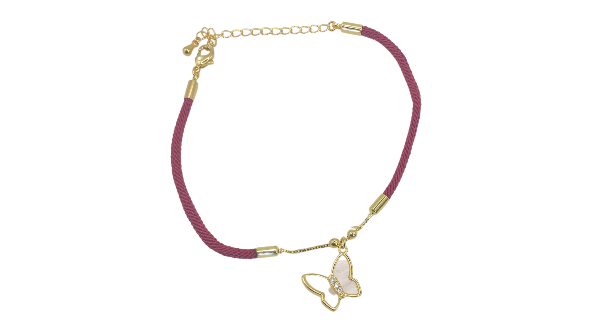 اسوارة خيط ملونة بتعليقة فراشة رقيقة - متوفرة بتفاصيل ذهبية وفضية