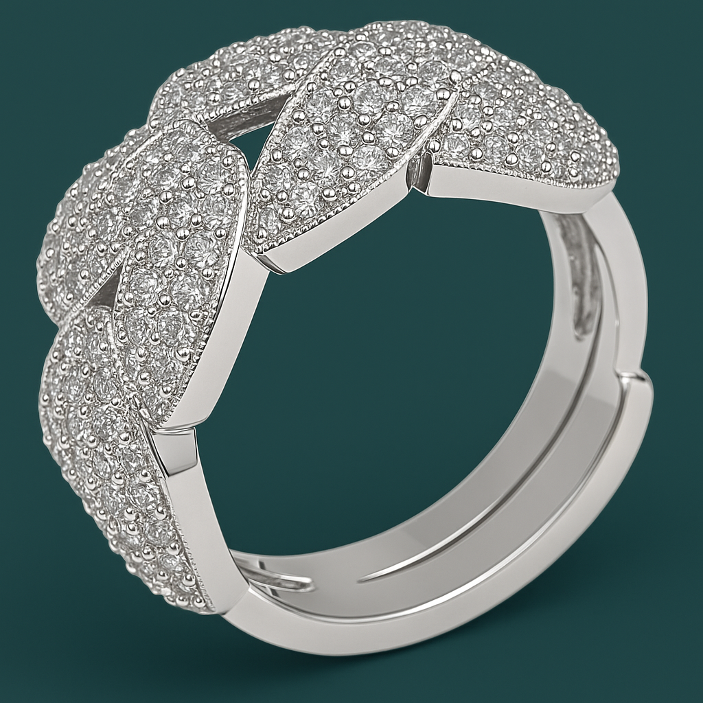 طقم فضه زركون ابيض فص ابيض كبير 4 قطع