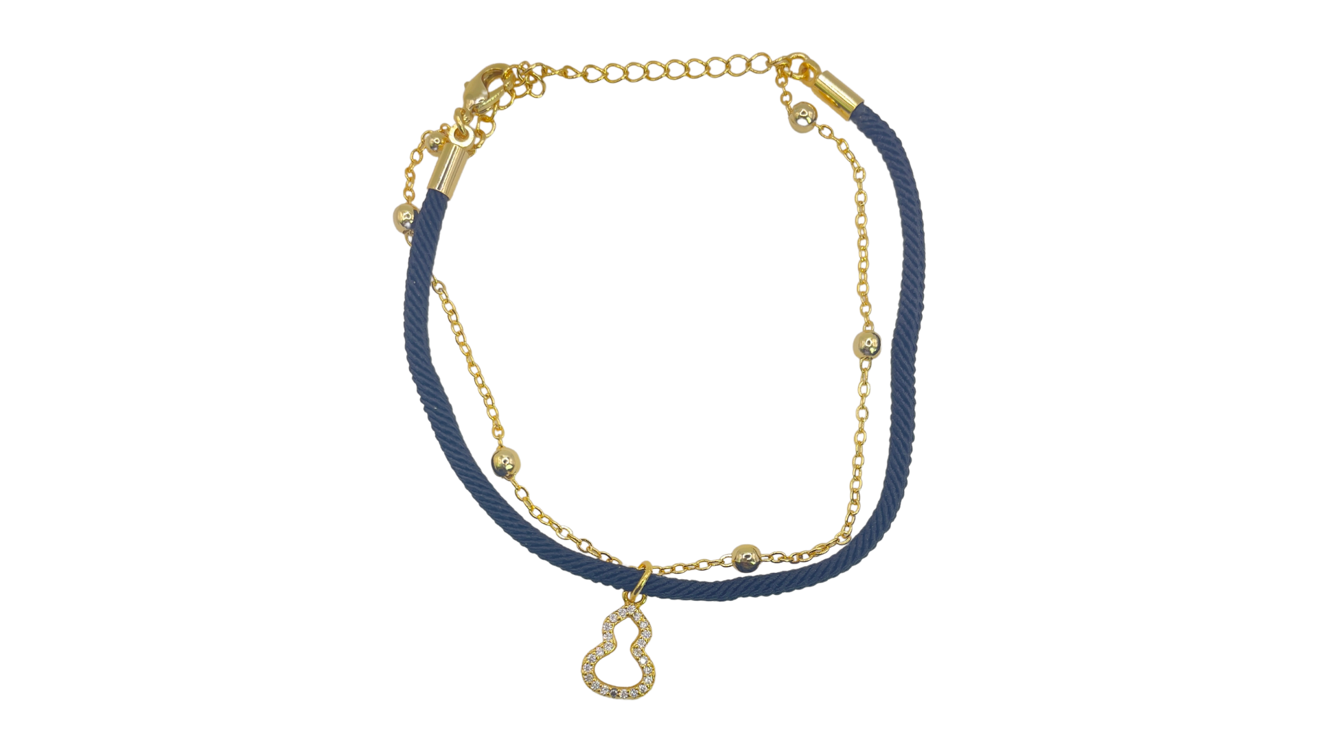 اسوارة خيط متعددة الالوان بلمسة ذهبية وفضية وتعليقة دمعة مرصعة بالكريستال