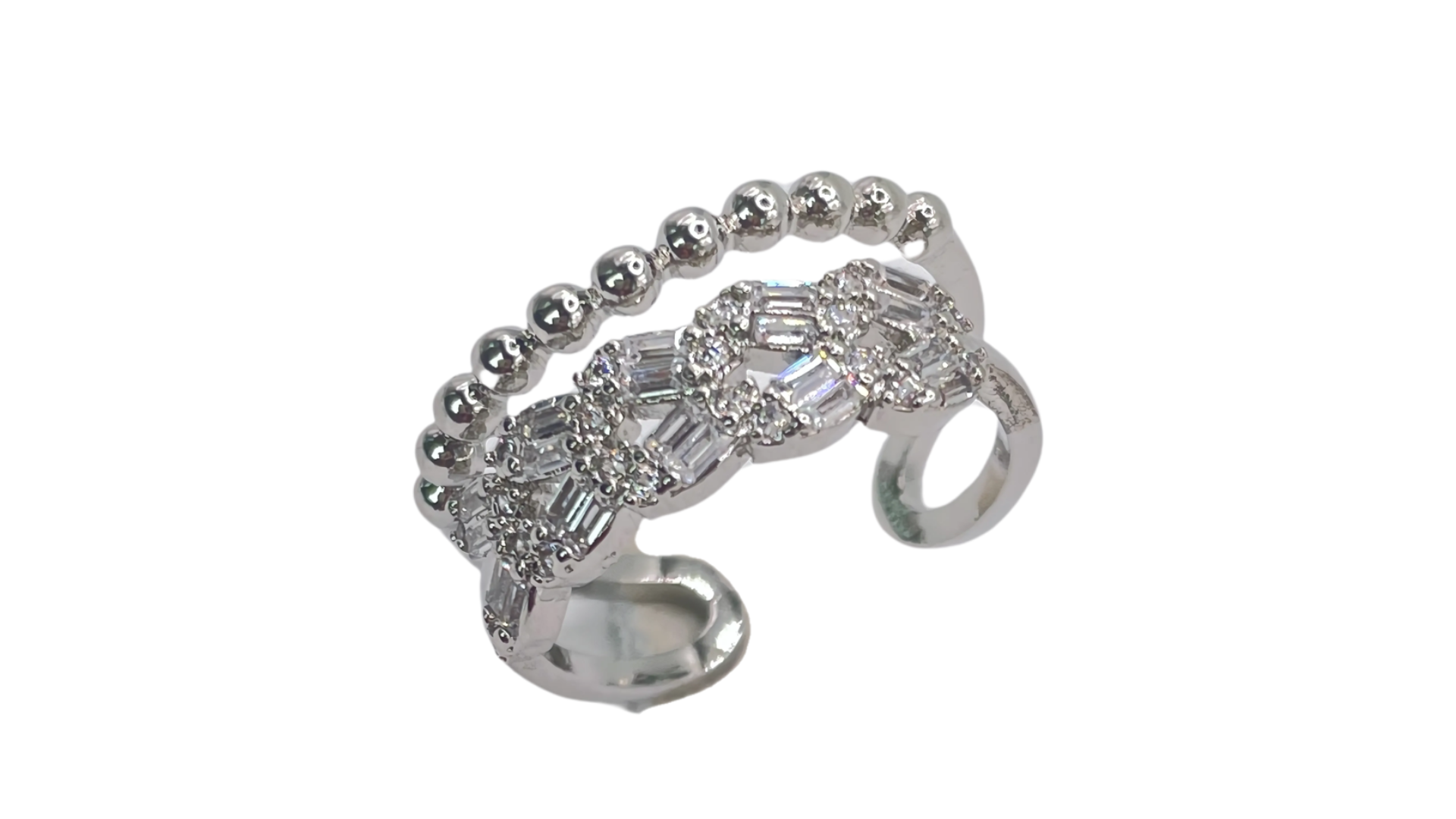 خاتم بفصوص الزركون – تصميم مفتوح فاخر