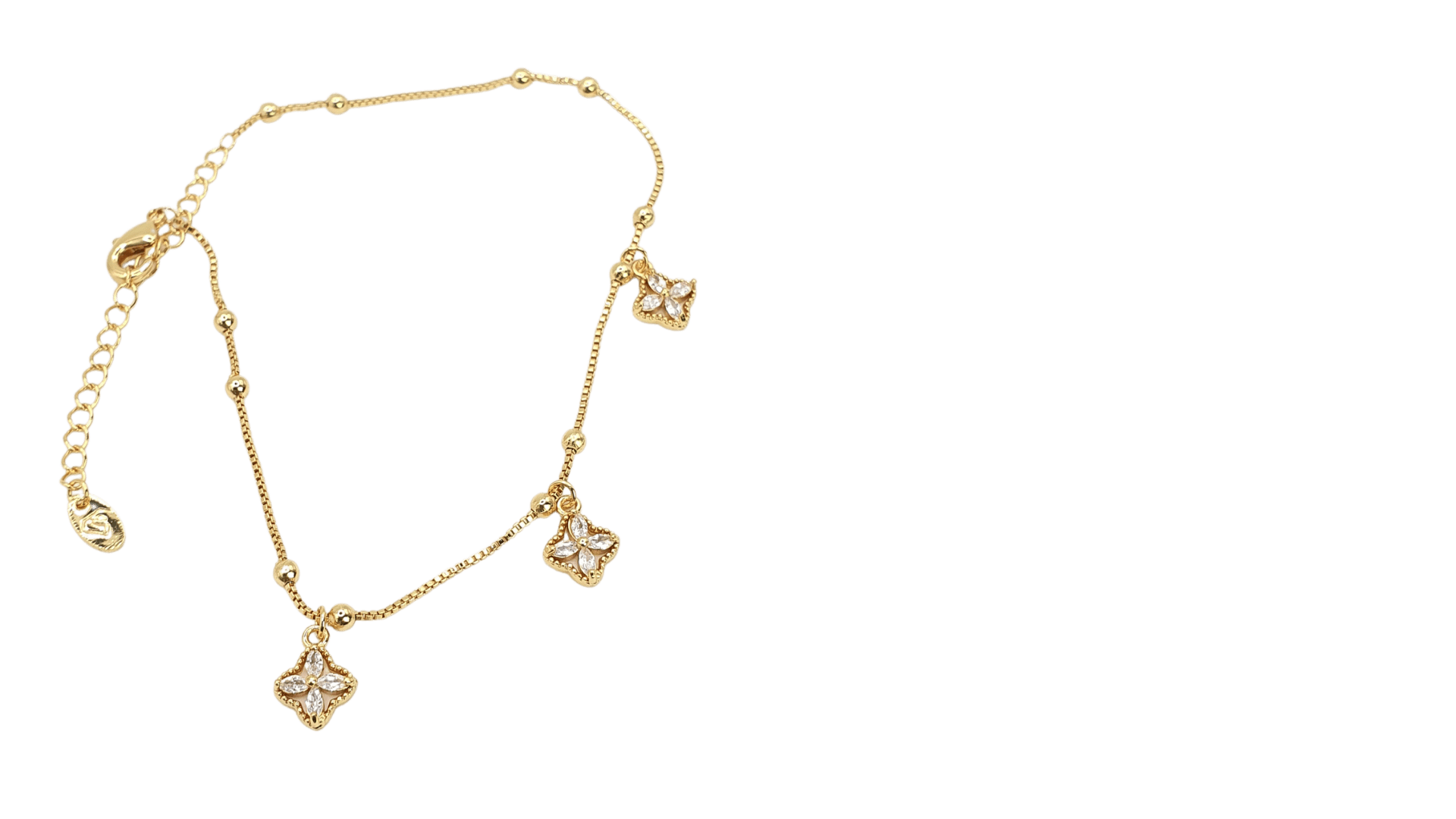 خلخال زهرة الأناقة المرصع ذهبي