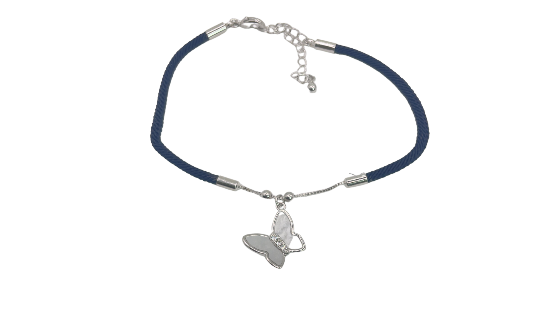 اسوارة خيط ملونة بتعليقة فراشة رقيقة - متوفرة بتفاصيل ذهبية وفضية