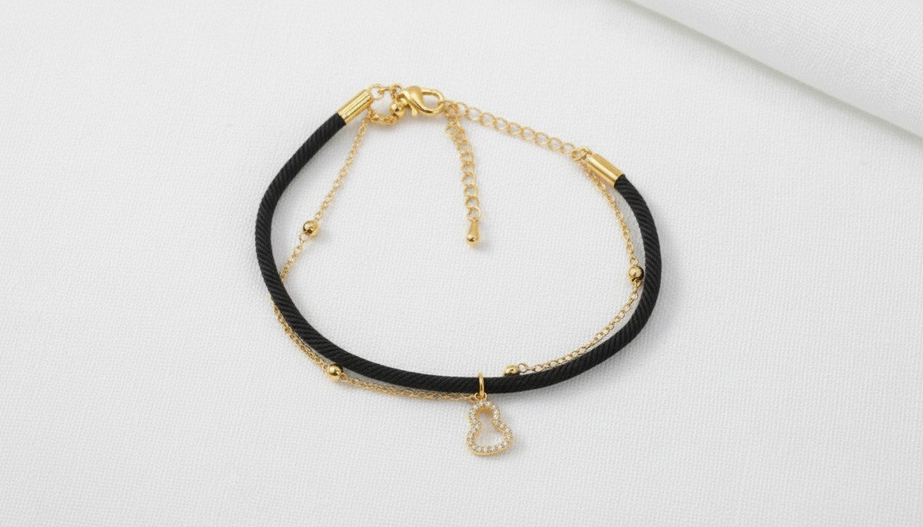 اسوارة خيط أسود بلمسة ذهبية