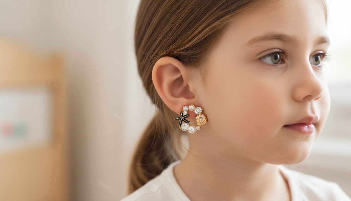 أقراط كنوز البحر الصغيرة ذهبي