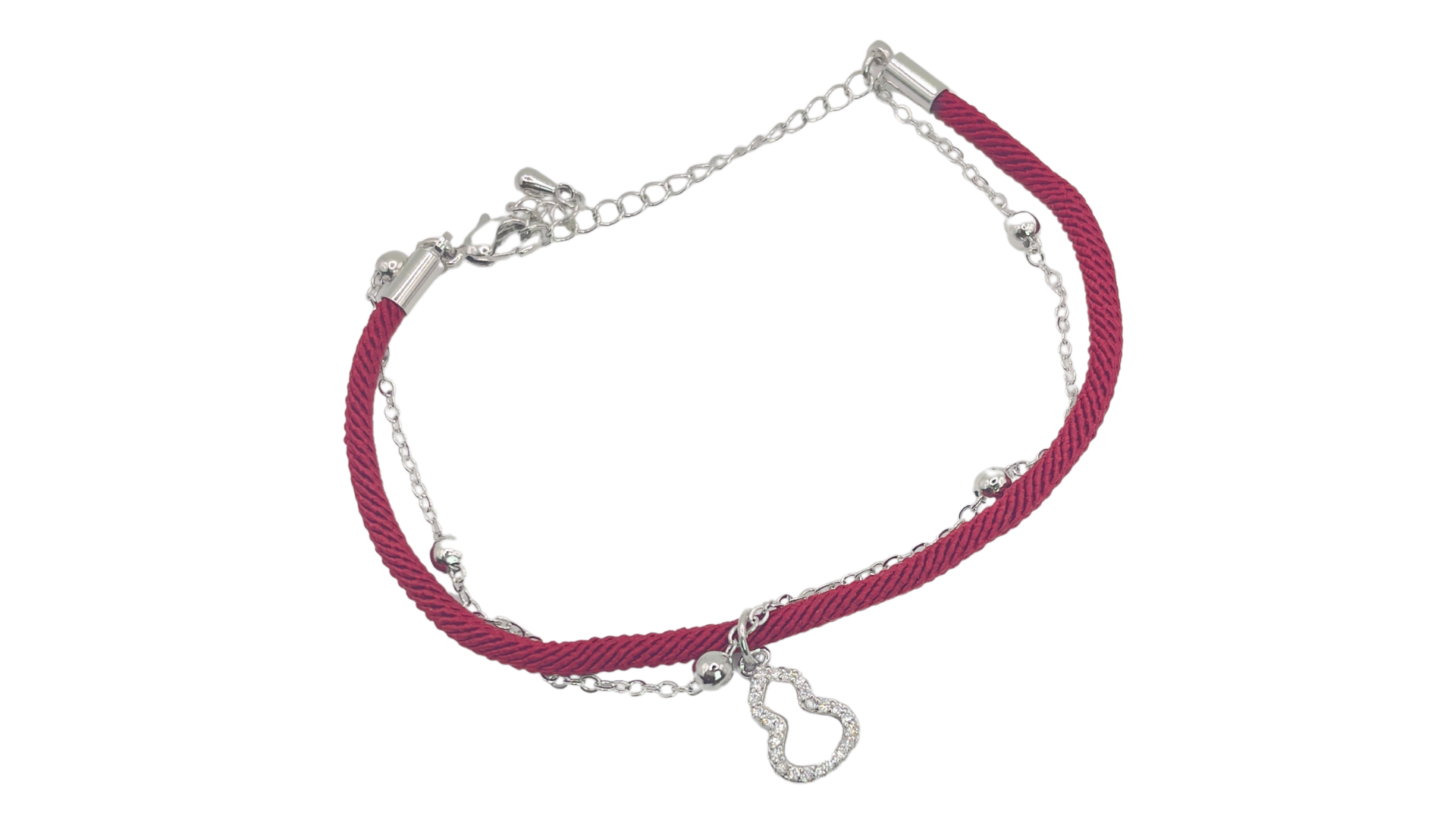 اسوارة خيط متعددة الالوان بلمسة ذهبية وفضية وتعليقة دمعة مرصعة بالكريستال