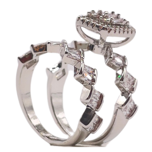 خاتم مميز مرصع زركون ذهبي وفضي