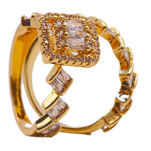 خاتم مميز مرصع زركون ذهبي وفضي