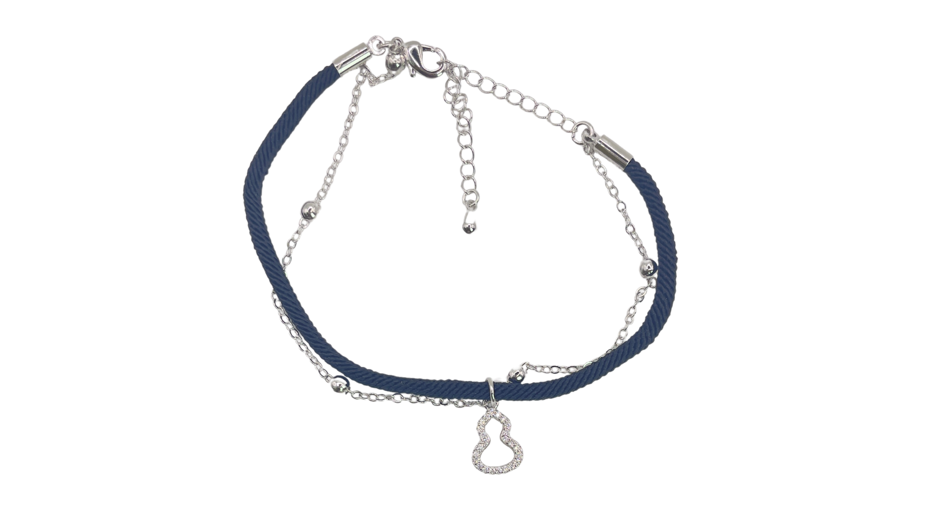 اسوارة خيط متعددة الالوان بلمسة ذهبية وفضية وتعليقة دمعة مرصعة بالكريستال