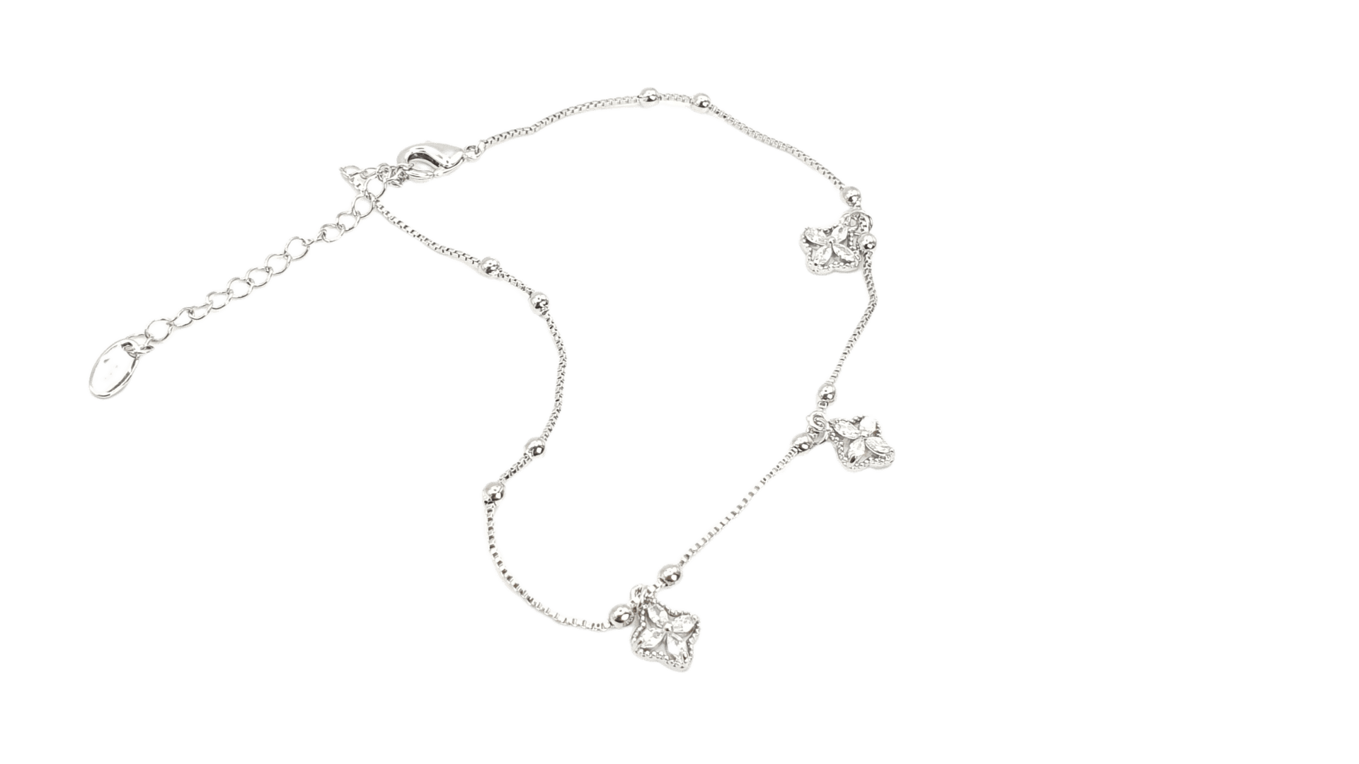 خلخال زهرة الأناقة المرصع فضي