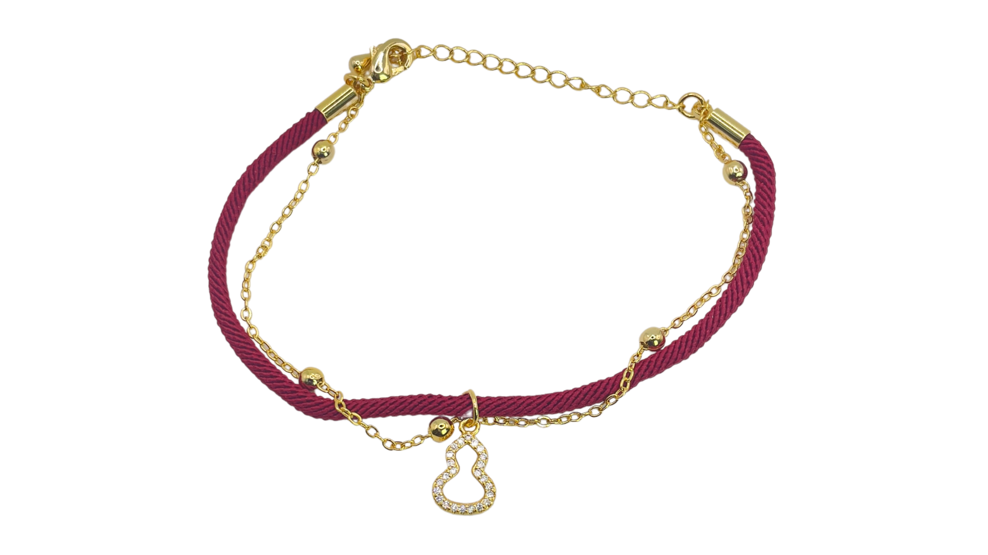 اسوارة خيط متعددة الالوان بلمسة ذهبية وفضية وتعليقة دمعة مرصعة بالكريستال