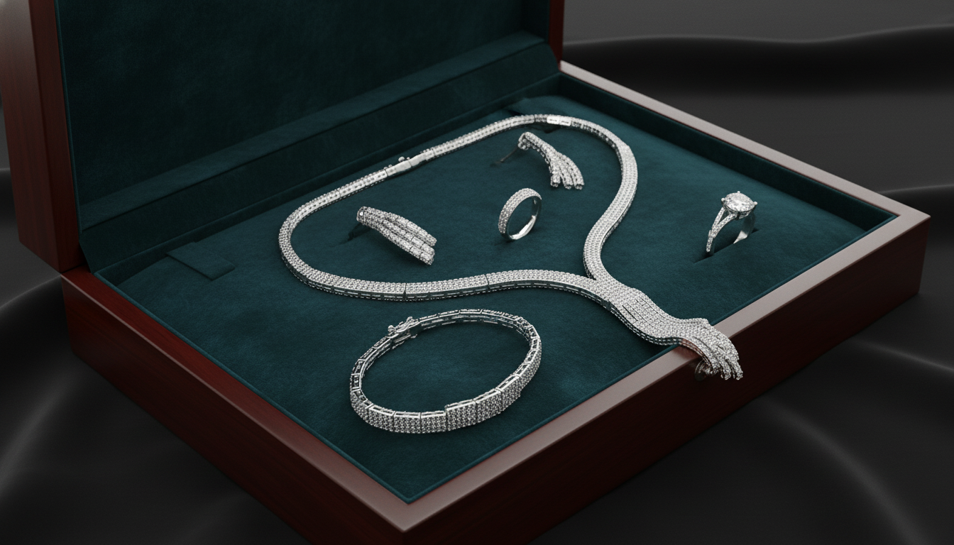 طقم الأناقة المتكامل مرصع بالألماس اللامع (أو الكريستال الفاخر)