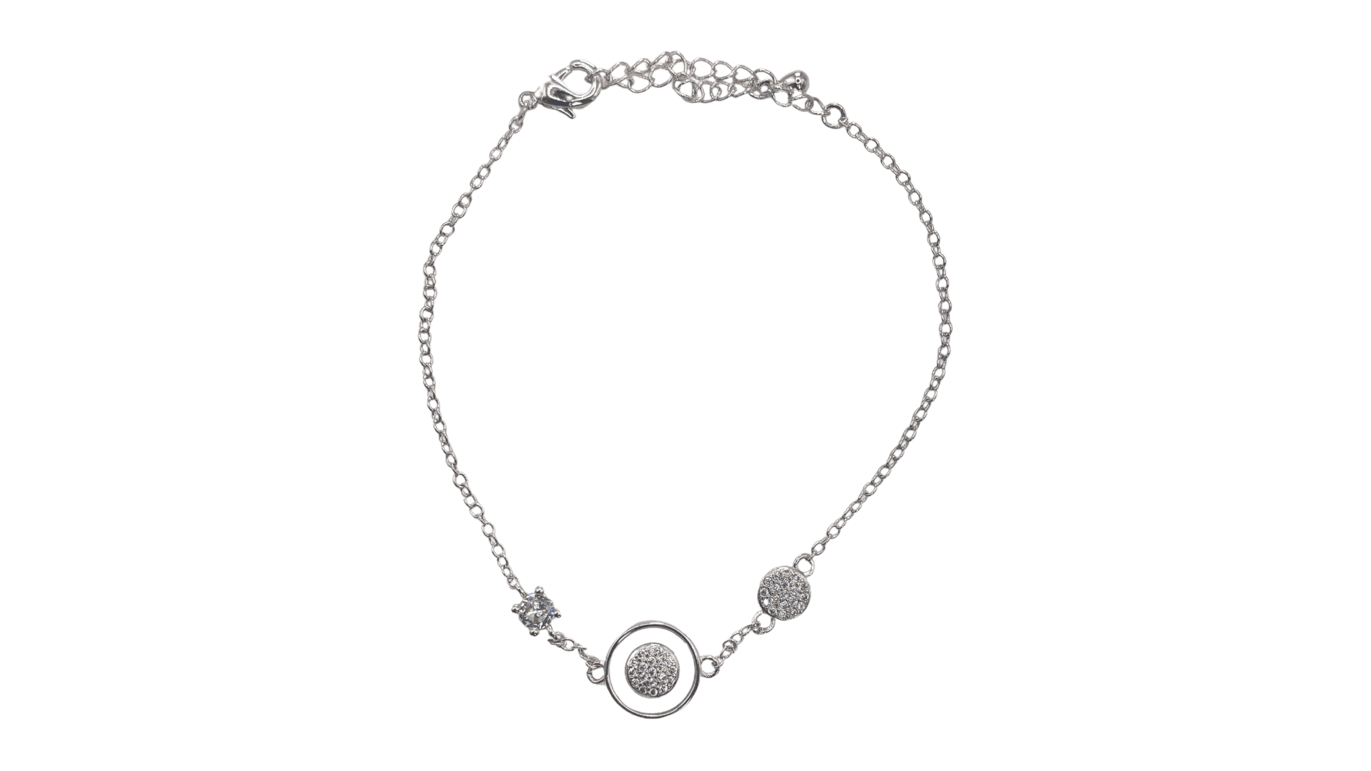 اسوارة فضية أنيقة مرصعة بالفصوص