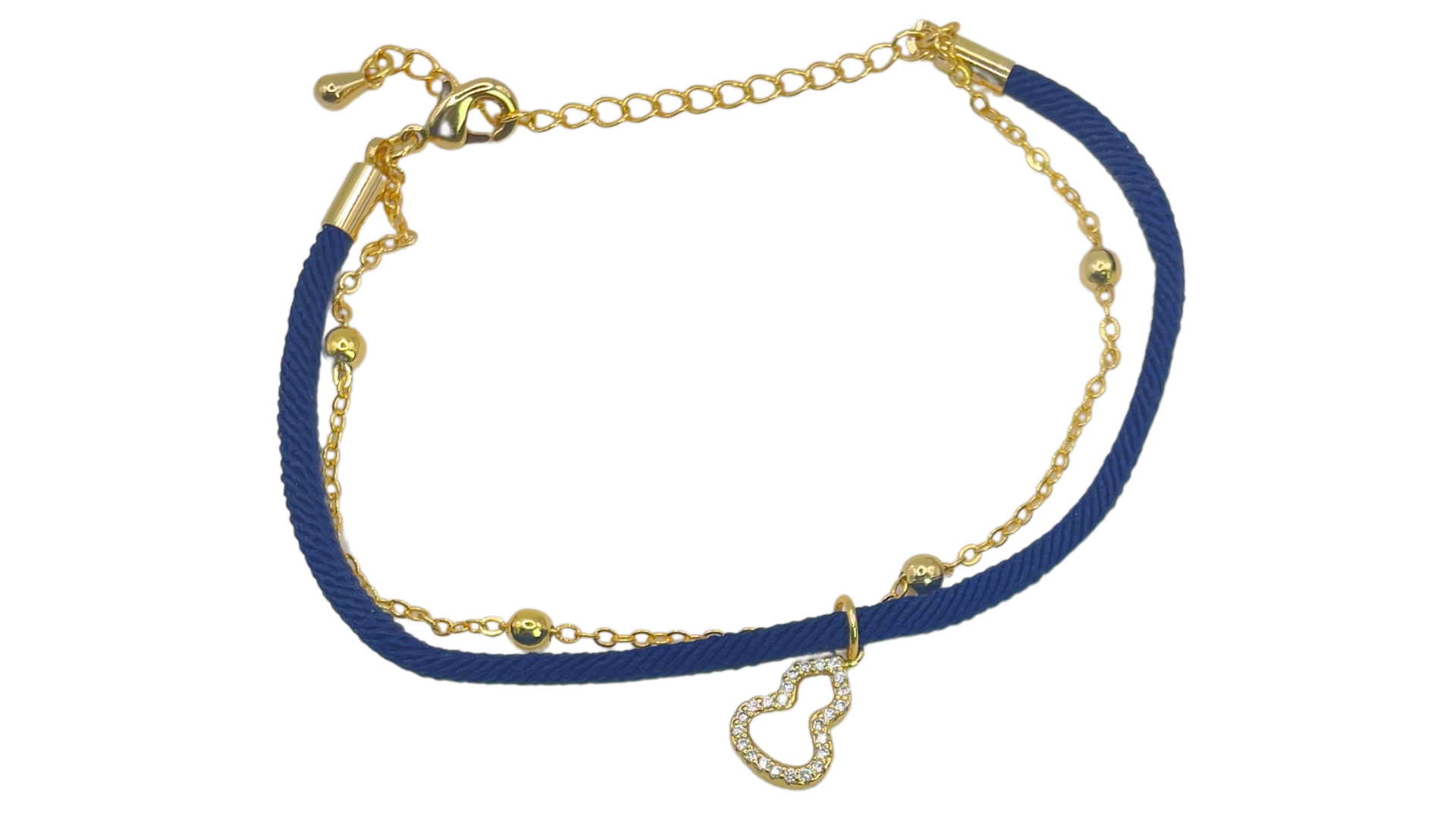 اسوارة خيط متعددة الالوان بلمسة ذهبية وفضية وتعليقة دمعة مرصعة بالكريستال