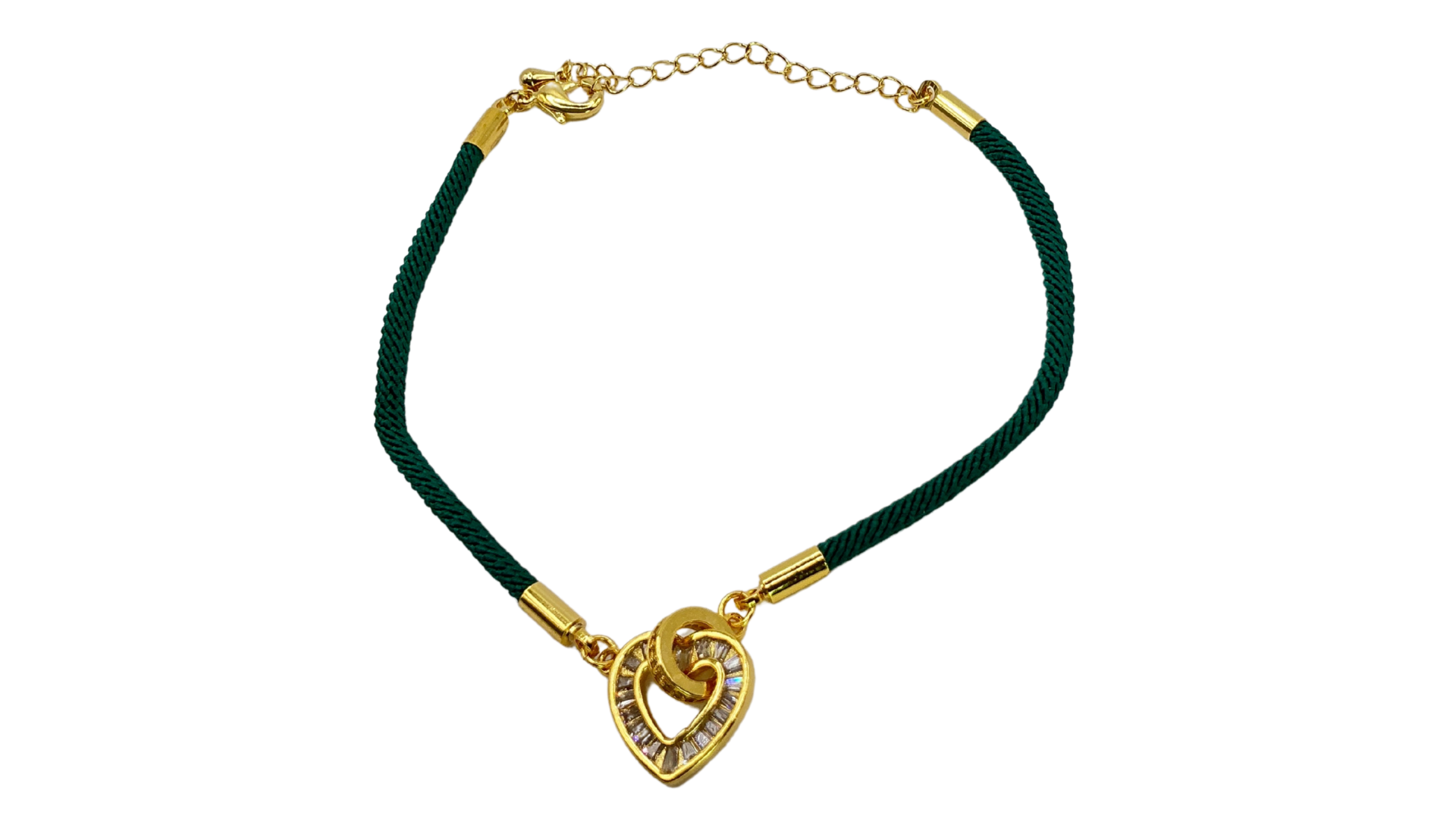 إسواره لون ذهبي مع شريط ناعم أخضر