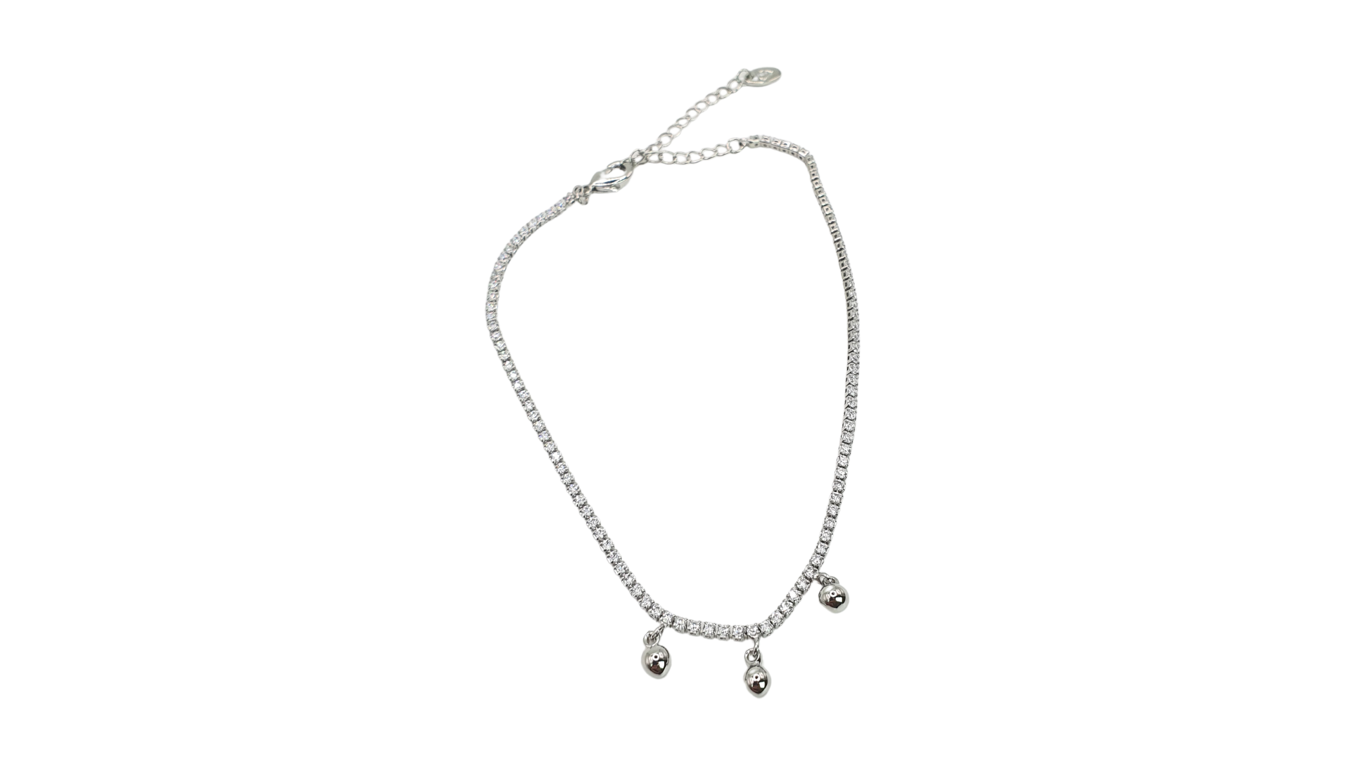 خلخال تنس ذهبي وفضي مرصع بفصوص الزركون مع كرات متدلية