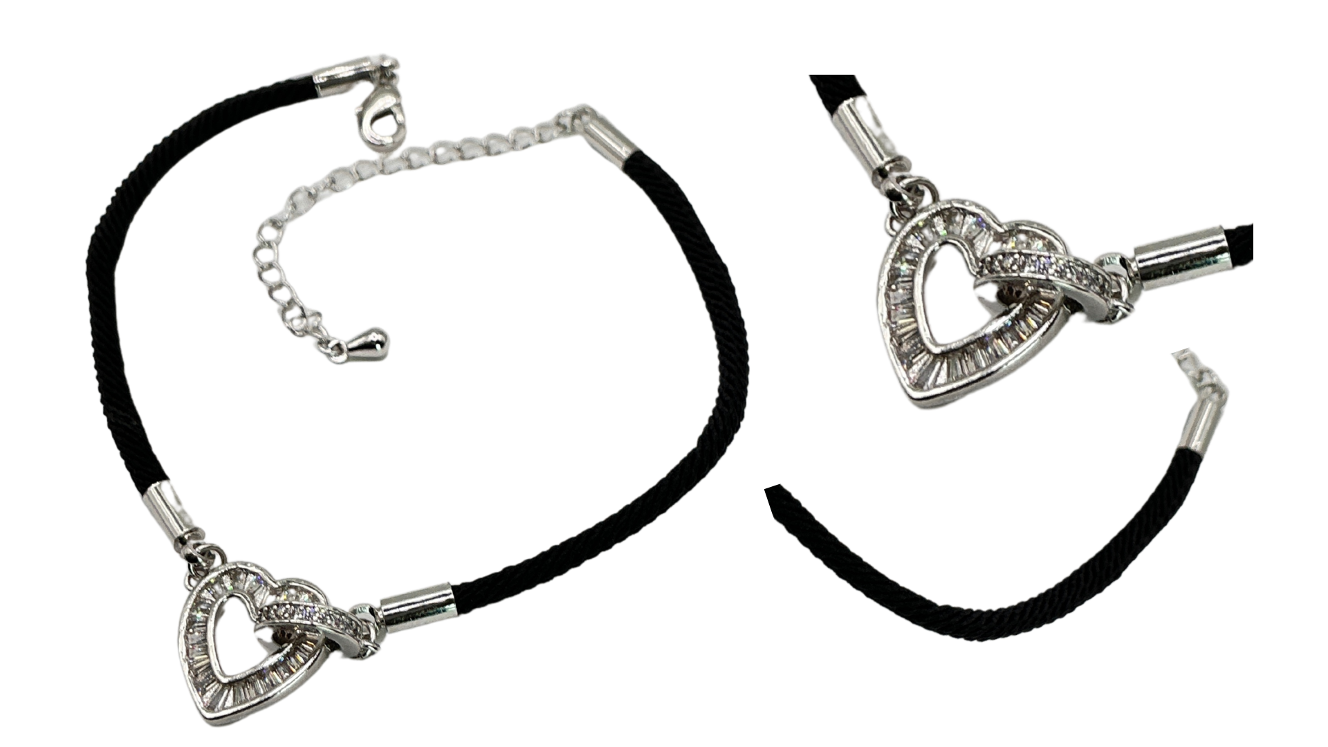 سوار بخيط "قلب الأناقة" مرصع بالزركون