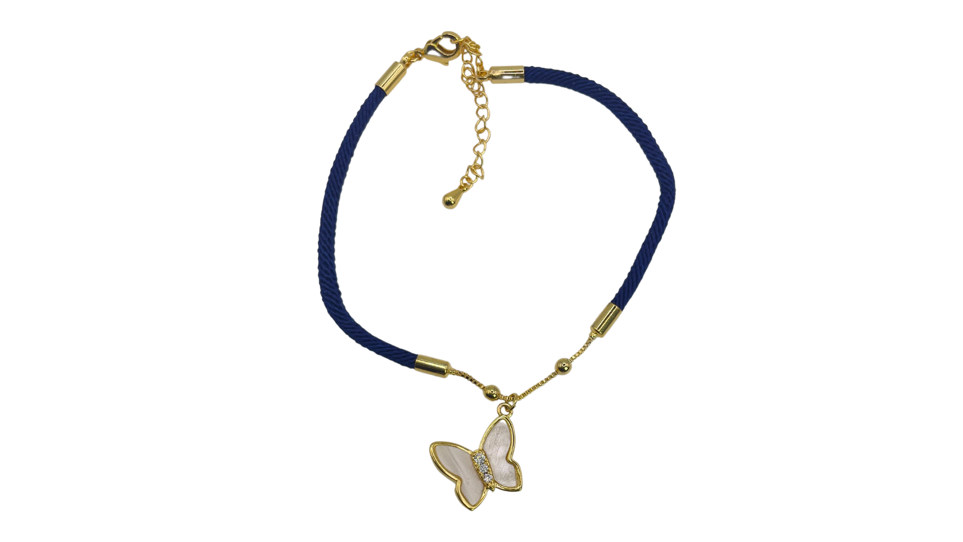 اسوارة خيط ملونة بتعليقة فراشة رقيقة - متوفرة بتفاصيل ذهبية وفضية